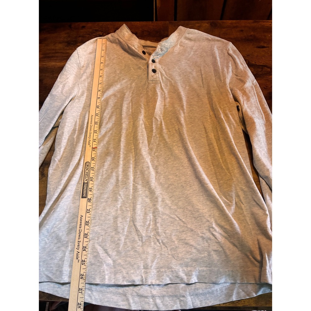 St Johns Bay Henley Shirt Mens Large Grey Excellent Long Sleeve Legacy Henley - Picture 3 of 5